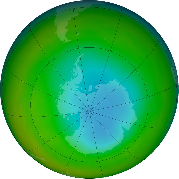 Antarctic ozone map for July 1984